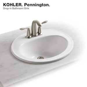 Pennington 20-1/4 in. Oval Top-Mount Vitreous China Bathroom Sink in White with Overflow Drain
