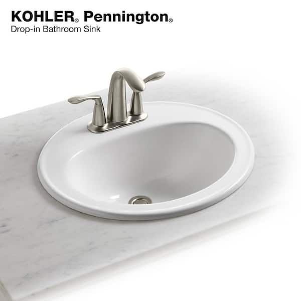 KOHLER Pennington 20-1/4 in. Oval Top-Mount Vitreous China Bathroom Sink in White with Overflow Drain