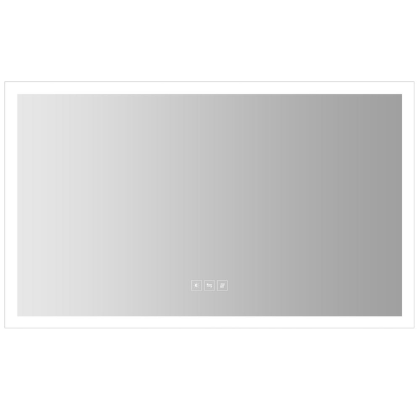 BWE 60 in. W x 36 in. H Large Rectangular Frameless Anti-Fog LED Light Dimmable Wall Bathroom Vanity Mirror in Silver