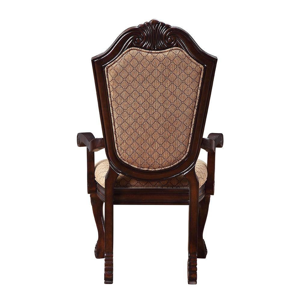 Espresso Floral Wood 29" Accent Dining Chair with Arm Rest
