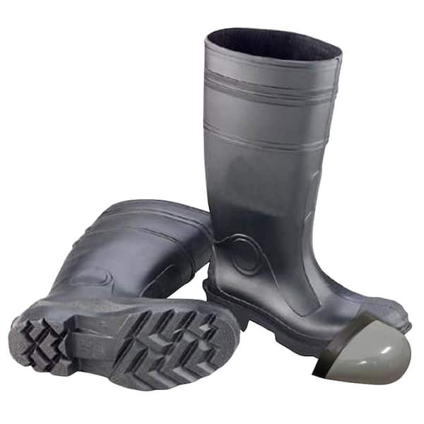 Enguard Men's Size 9 PVC Steel Toe Waterproof Work Boots, Black