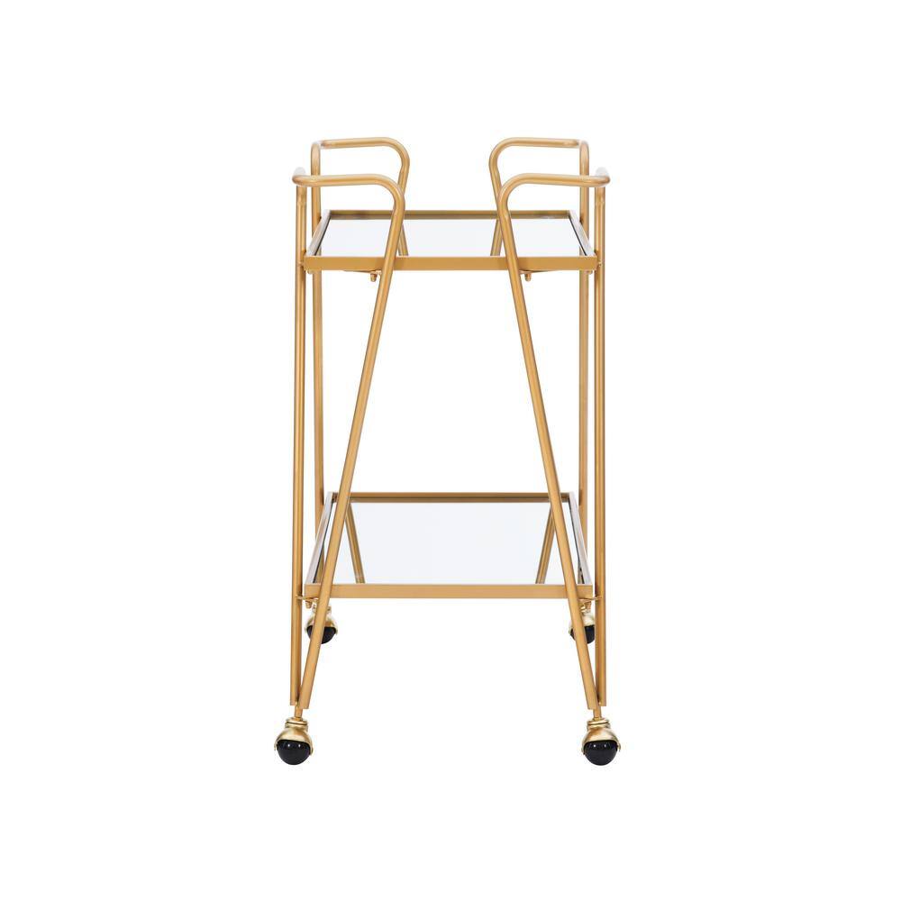 Mid-Century Glam Mirrored Gold Bar Cart with Spacious Storage