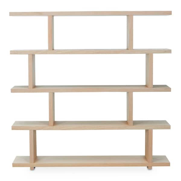 NADAAL STUDIOS Knox 63 in. Tall Natural White Oak Veneer Over MDF 2-Tier Horizontal Shelf Bookcase