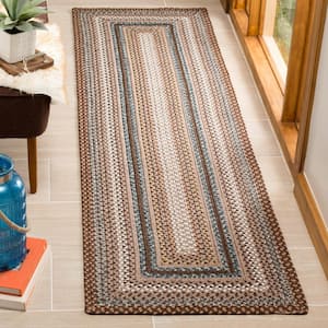 Braided Brown/Multi Doormat 3 ft. x 5 ft. Border Runner Rug