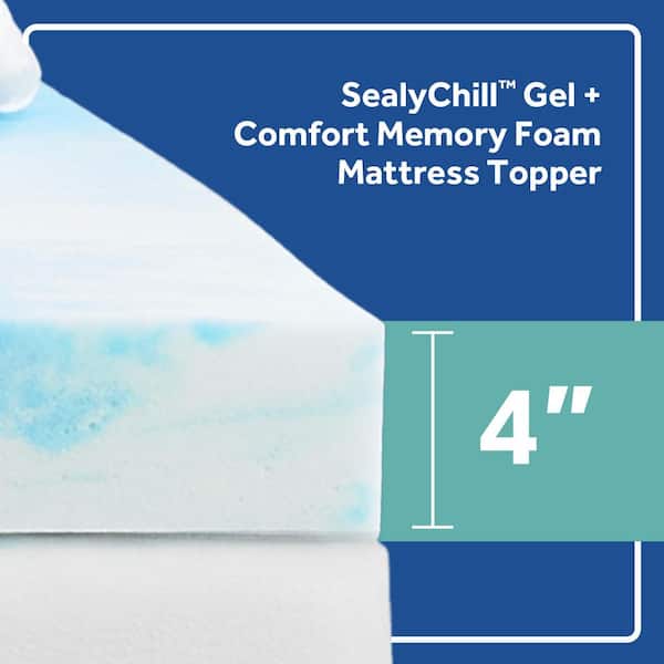 Sealy 4 in. Medium Gel Memory Foam King Mattress Topper F02-00149