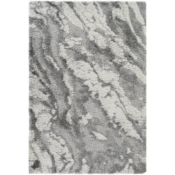 Alta Shag Light Gray Abstract 9 ft. x 12 ft. Indoor Area Rug
