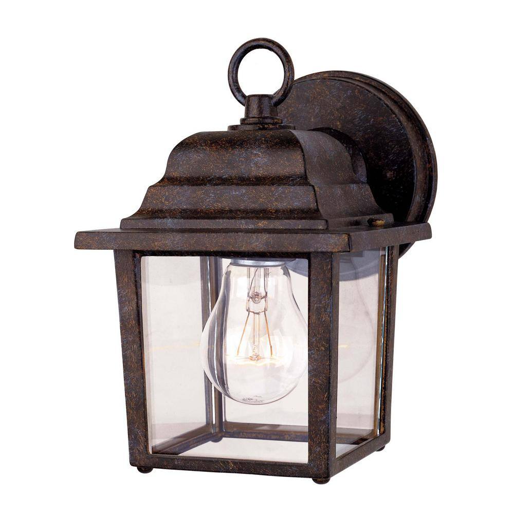Exterior 6 in. W x 9 in. H 1-Light Rustic Bronze Hardwired Outdoor Wall Lantern Sconce with Clear Glass Shade price history on PriceWatchPro