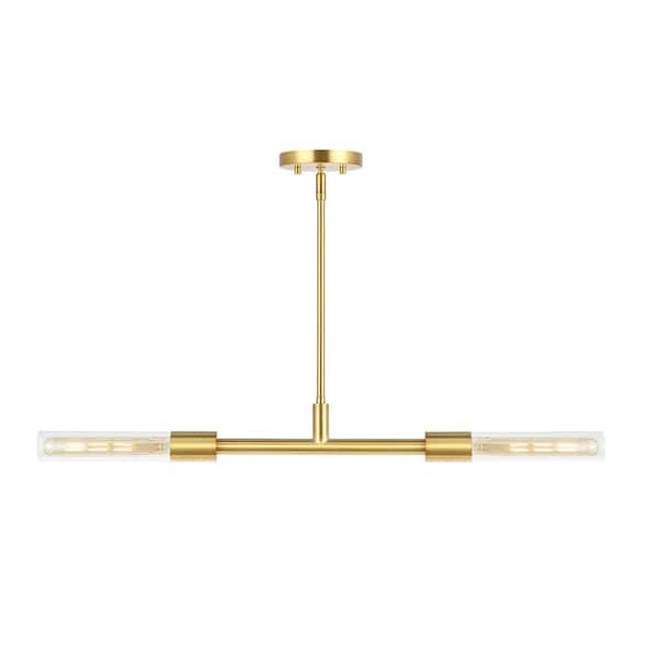 SAFAVIEH Vasei 4-Watt 2-Light Gold Pendant Light with Glass Shade