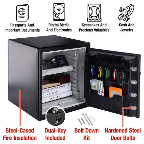 1.2 cu. ft. Fireproof & Waterproof Safe with Dial Combination Lock and Dual Key