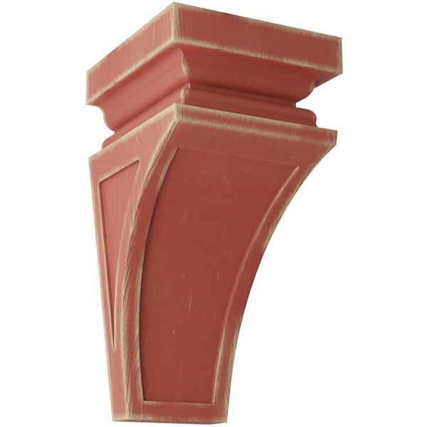 Ekena Millwork 6 in. x 12 in. x 6-3/4 in. Salvage Red Large Nevio Wood Vintage Decor Corbel