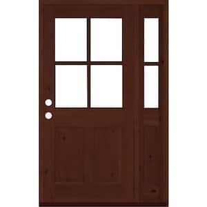 50 in. x 80 in. Alder Right-Hand/Inswing 4-Lite Clear Glass Red Mahogany Stain Wood Prehung Front Door/Right Sidelite