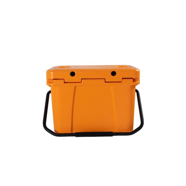 25QT Orange Insulated Hard Cooler, 5-Day Ice Retention for Camping