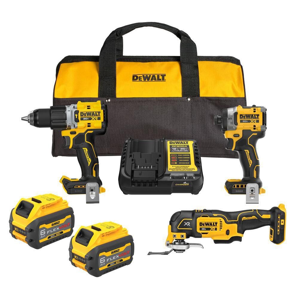 DEWALT 20V MAX Lithium-Ion Cordless 3-Tool Combo Kit with (2) FLEXVOLT 6.0 Ah Batteries and Charger DCK350T2 - The Home Depot