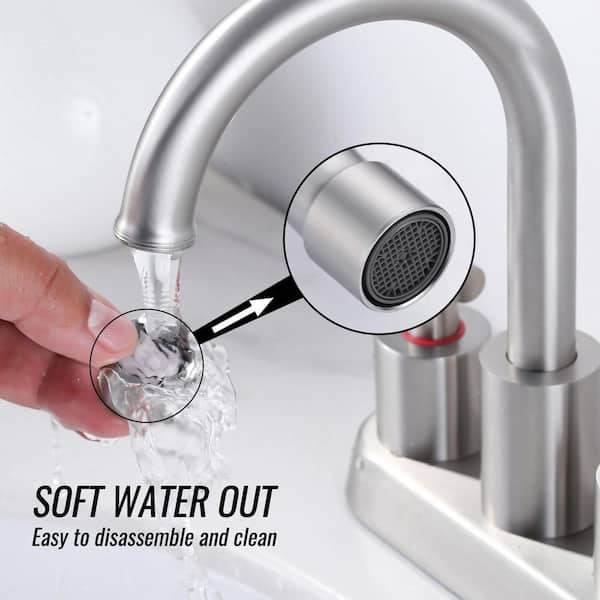 4 in. Centerset Modern Double-Handle Bathroom Sink Faucet, Basin Faucet with Pop-Up Drain in Brushed Nickel