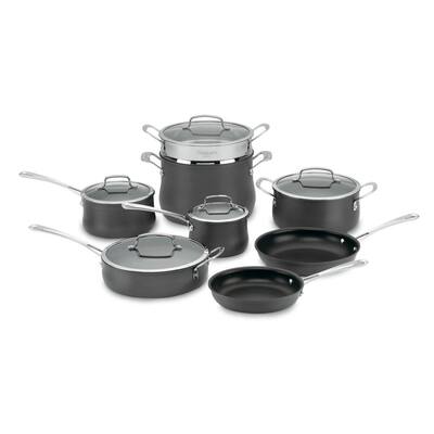 Contour 13-Piece Hard-Anodized Aluminum Nonstick Cookware Set in Black