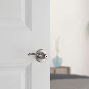 Balboa Satin Nickel Privacy Door Lever with Lock for Bedroom or Bathroom featuring Microban Technology