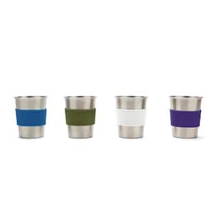 Stainless Steel Cups 10 oz. White, Blue, Green, Purple (Set of 4)