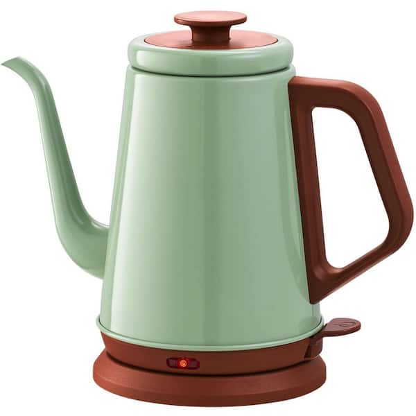4-Cup Green Gooseneck Electric Kettle, Stainless Steel Tea Kettle with Auto Shut-Off Protection
