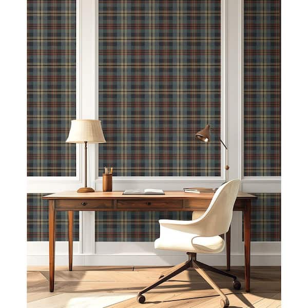 30.75 sq. ft. Americana Thornbury Tailored Plaid Vinyl Peel and Stick Wallpaper Roll