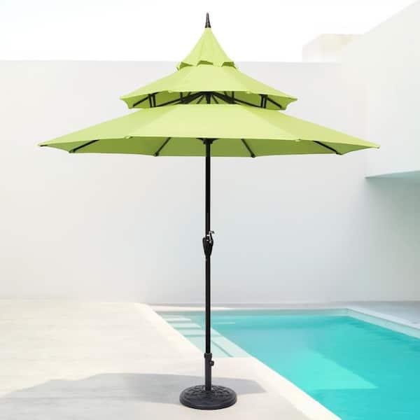 9 ft.Pagoda Market Umbrella,3 Tier Patio Umbrella in Green