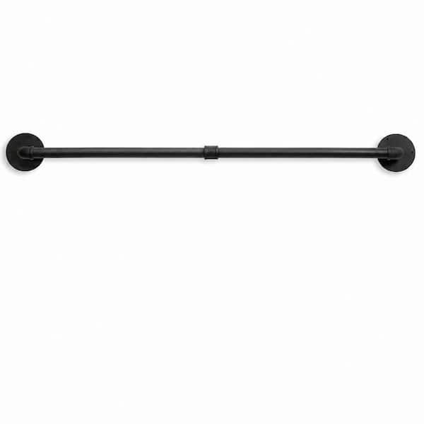 38.5 Inch Wall Mounted Pot Rack, Detachable Industrial Pipe Hanging Rail with 10 S Hooks for Kitchen Storage, Black