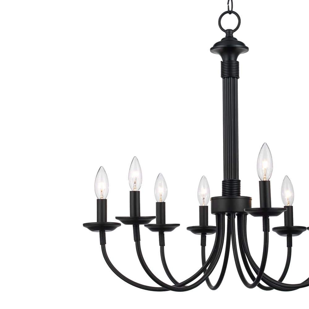 Black 6-Light Candle Chandelier with Metal Frame