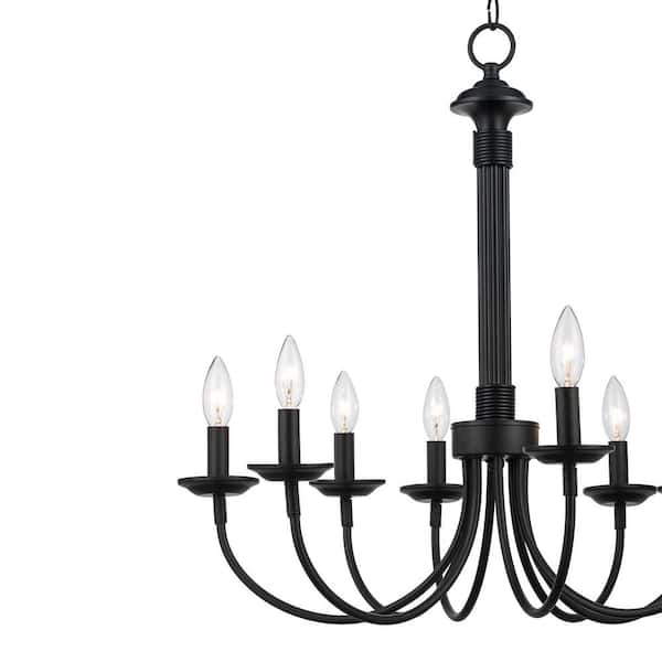 Bel Air Lighting Candle 8-Light Black Candle Chandelier Light