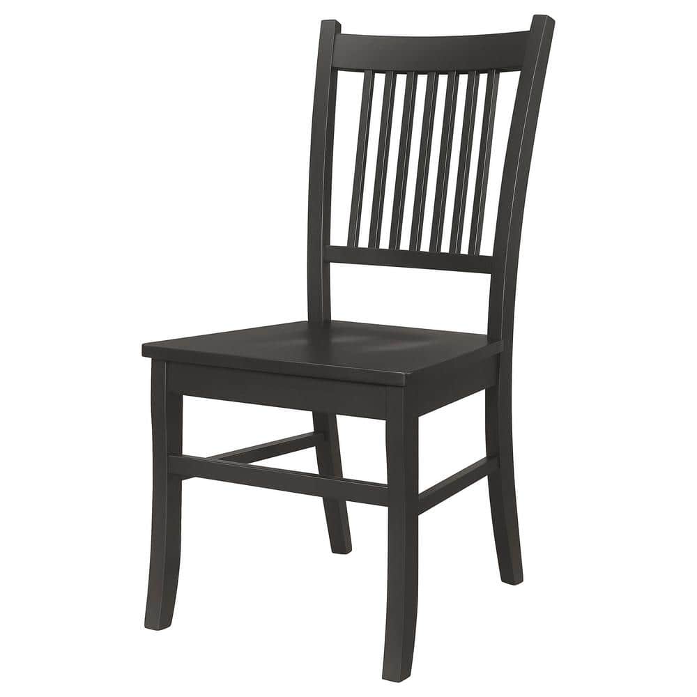 High Black Wood Slat Back Side Chair