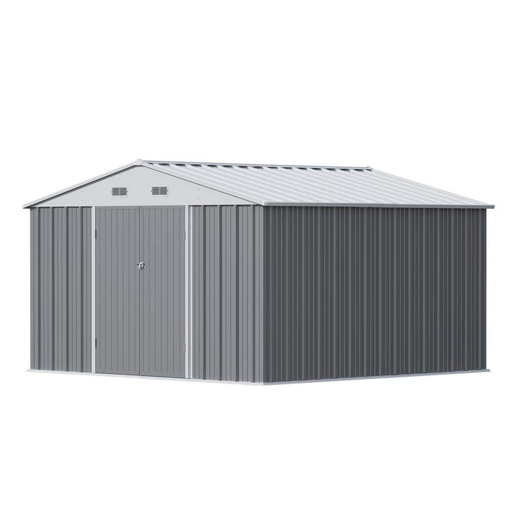 Patiowell 10 ft. W x 10 ft. D Metal Storage Shed for Outdoor