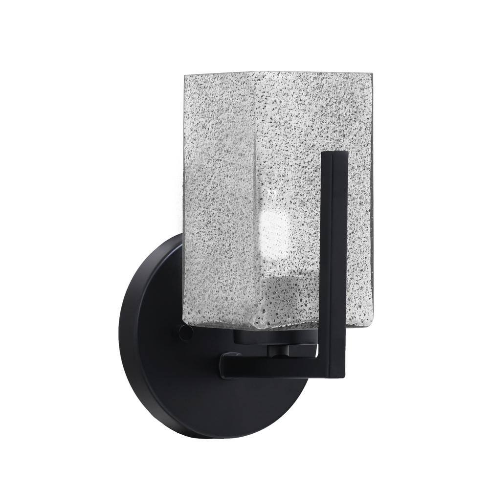 Cottonwood 3.5 in. 1 Light Matte Black Sconce with 3.5 in. Square Smoke Bub