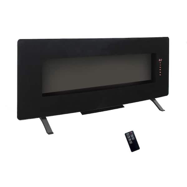 48 in. Black Wall Mount Metal Electric Fireplace Insert with Remote Control and Multi-Colored Flames
