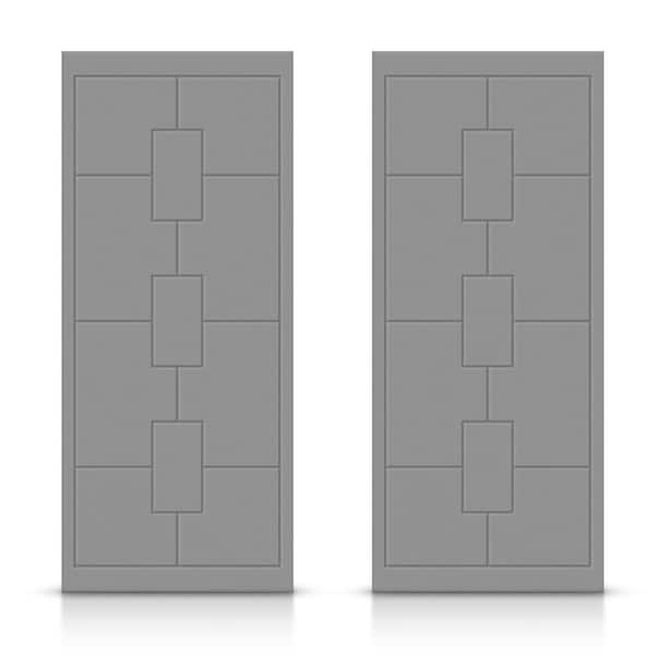 CALHOME 48 in. x 80 in. Hollow Core Light Gray Painted Composite MDF Interior Double Closet Sliding Doors
