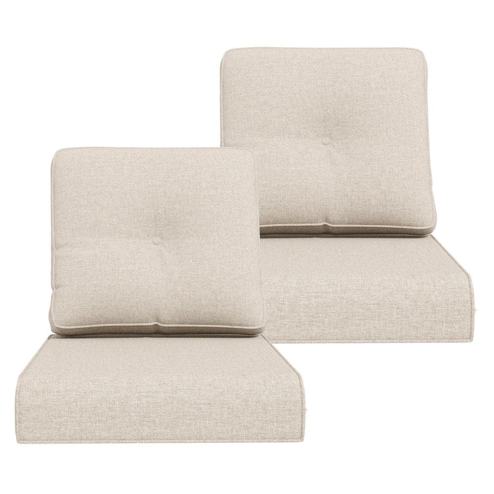 22 in. x 24 in. Outdoor Deep Seating Outdoor Lounge Chair Cushion Set in Beige for Chair or Sofa (2-Set) price history on PriceWatchPro