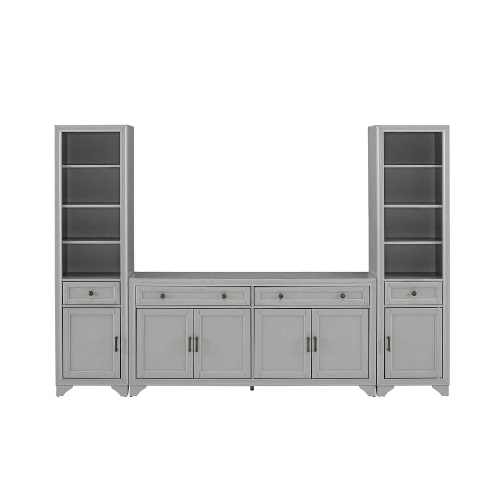 Distressed Gray Adjustable 67" Sideboard and Bookcase Set