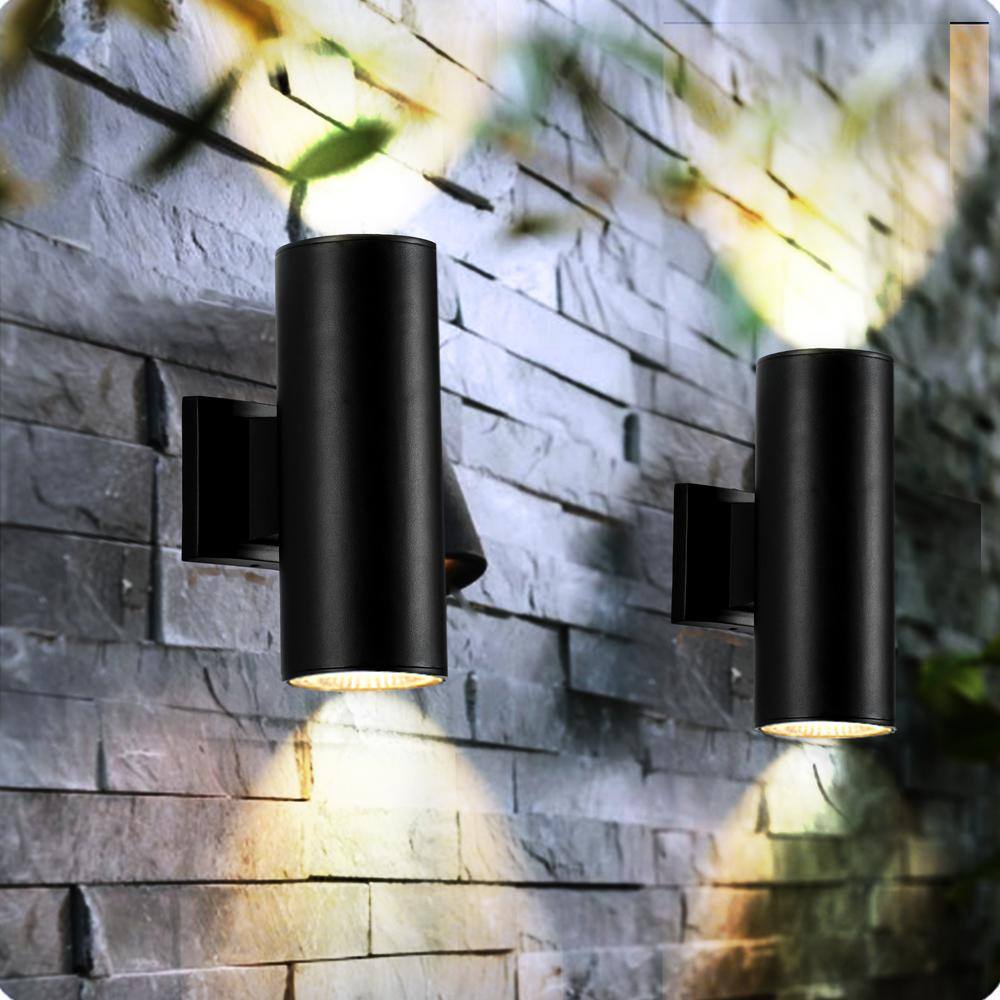 Matte Black Cylinder 11" LED Outdoor Sconce