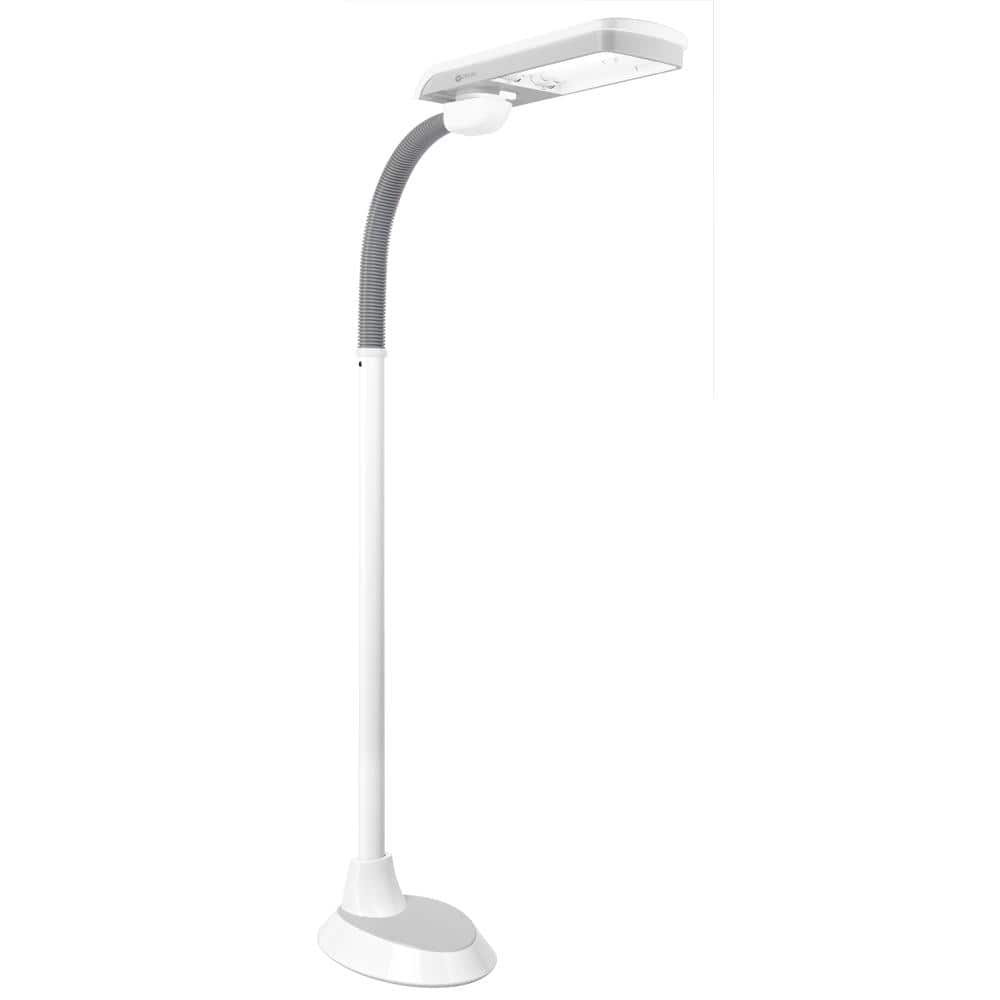 OttLite Floor Lamp 45.13 in 36-Watt Pivoting Shade ABS Plastic Neutral Gray 
