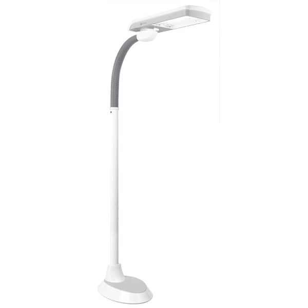 Lightview Pro 55 in. Classic Black Industrial 1-Light 3-Way Dimming 2.25X  Magnifying LED Swing Arm Rolling Floor Lamp