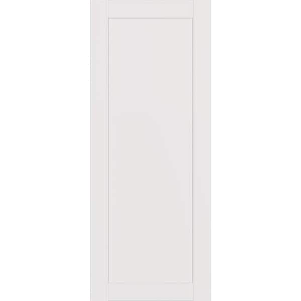 1-Panel Shaker 32 in. x 84 in. No Bore Snow White Solid Composite Core Wood Interior Door Slab