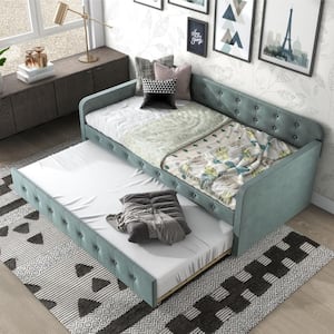 Brioni Teal Twin Upholstered Daybed with Trundle and Care Kit
