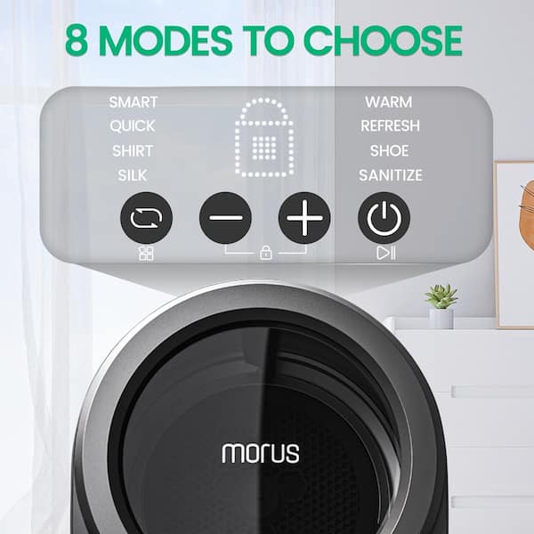  Morus Portable Dryer, Compact Laundry Dryer for Apartments,  110V Electric Dryer with Stainless Steel Tub, Easy Control for 8 Automatic  Modes with Child Lock, Fast Dryer without Installation, White : Appliances