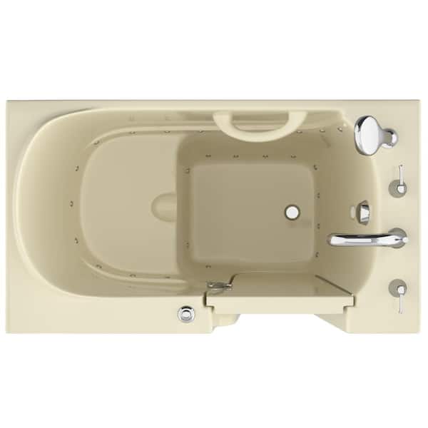 Universal Collection 26 in. L x 46 in. W Right Side Drain Air Jetted Bathtub in Biscuit with Fast Filling Faucet Set