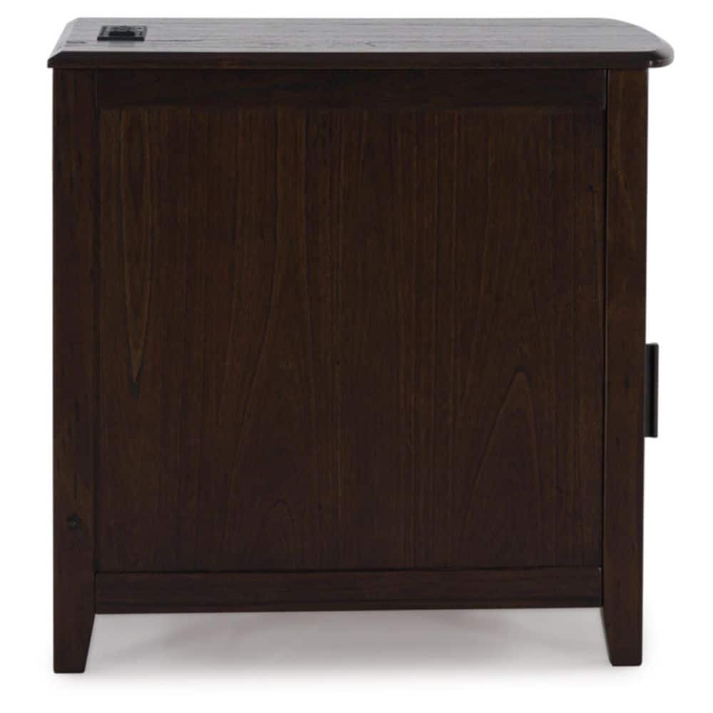 Dark Brown Mindi Wood Rectangular End Table with Storage