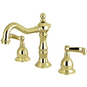 Heritage 8 in. Widespread 2-Handle Bathroom Faucet with Brass Pop-Up in Polished Brass