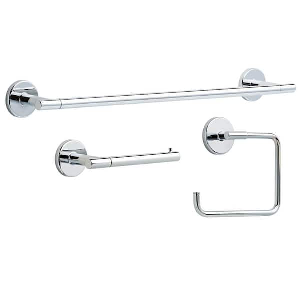 Delta Lyndall 3-Piece Bath Hardware Set with 24 in. Towel Bar, Toilet Paper Holder, Towel Ring in Polished Chrome