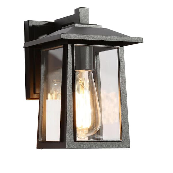 Unbranded 1-Light Textured Black Outdoor Wall Lantern Scone 2-Pack