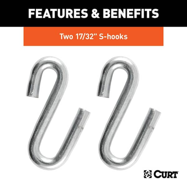 CURT 48" Safety Chain with 2 S-Hooks (7,000 lbs., Clear Zinc