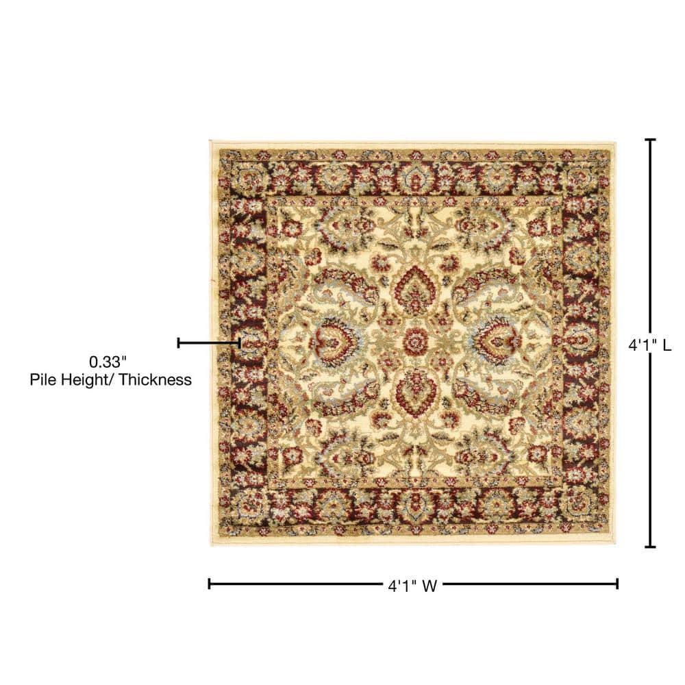 Handmade Ivory Cream 4' Square Synthetic Easy-Care Rug
