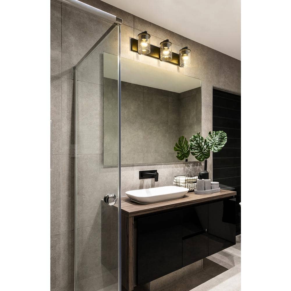 Matte Black Steel 3-Light Dimmable Vanity Fixture