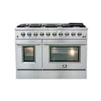 48 in. 6.58 cu. ft. Capacity Professional Freestanding Double Oven Gas Range with 8 Italian Burners in Stainless Steel
