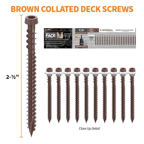 #10 x 2-1/2 in. Brown Star Flat-Head Drive Collated Composite Deck Screw (1000-Count)